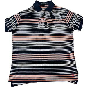 Polo by Ralph Lauren‎ Striped Polo Shirt Cotton Casual Top Orange Navy M